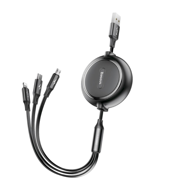 Обложка книги «Baseus Golden Loop 3in1 USB cable - micro USB / Lightning / USB-C 3.5A 35cm - 120cm black (CAMLT-JH01)»