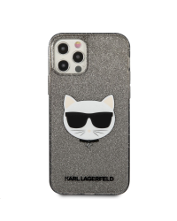 KLHCP12LCHTUGLB Karl Lagerfeld Choupette Head Glitter Case for iPhone 12 Pro Max 6.7 Black