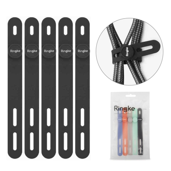 Обложка книги «Ringke set 5x Silicone Strap cable organizer cable clip tie black (ACSI0002)»