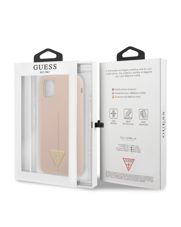 Guess Silicone Line Triangle Case for iPhone 11 Pink