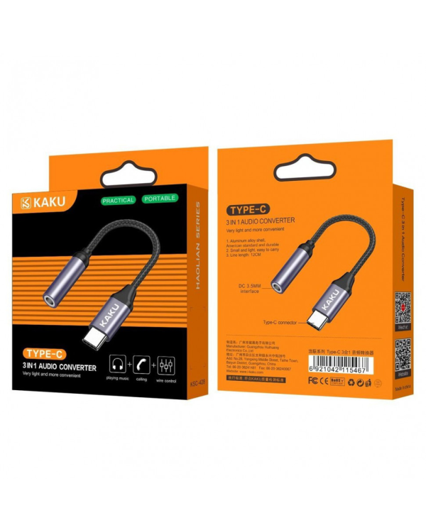 KAKUSIGA KSC-428 Переходник USB-C|3,5 мм черный