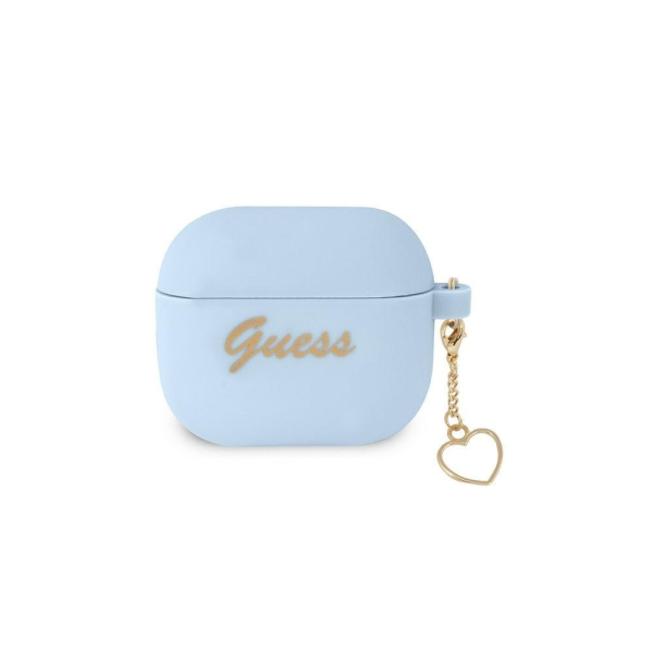 Чехол Guess для Airpods 3 GUA3LSCHSB синий Силиконовый шарм в виде сердца