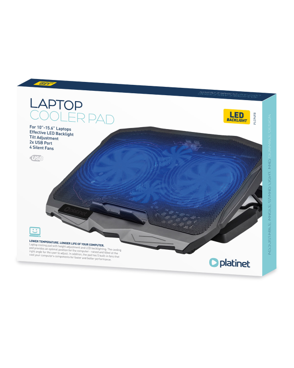 Охлаждающая подставка Platinet PLCP4FB для ноутбуков 15,6'' черная