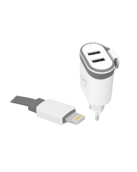 Сетевое зарядное устройство LTC 2xUSB 2A + кабель 20 см Iphone 2A.