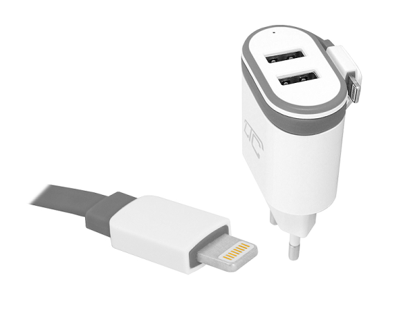 Сетевое зарядное устройство LTC 2xUSB 2A + кабель 20 см Iphone 2A.
