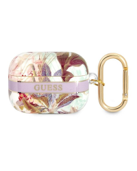 Guess TPU Flower Print Case for Airpods Pro Purple