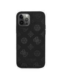 GUHCP12MLSPEBK Guess Liquid Silicone Tone on Tone Peony Case for iPhone 12/12 Pro Black