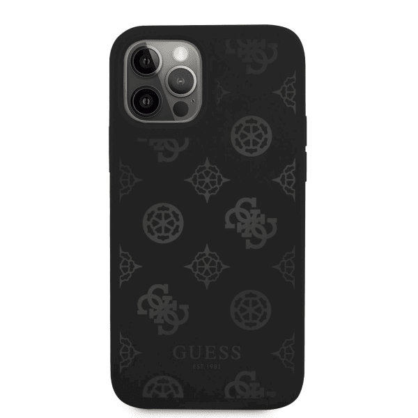 Обложка книги «GUHCP12MLSPEBK Guess Liquid Silicone Tone on Tone Peony Case for iPhone 12/12 Pro Black»