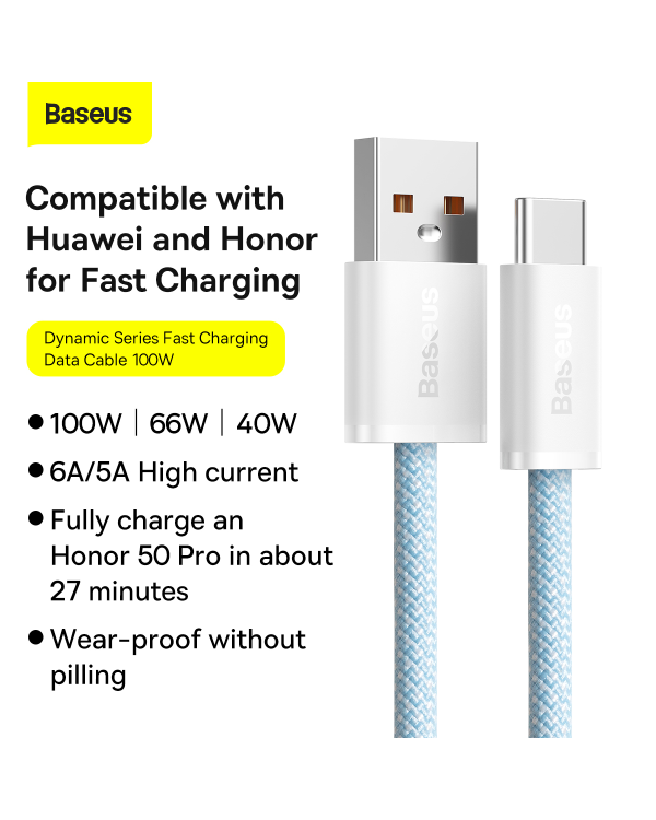 Кабель USB Baseus Dynamic Series - USB Type C 100W 1m синий (CALD000603)
