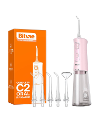 Водяной зубной иригатор с насадками в комплекте Bitvae C2 (розовый)