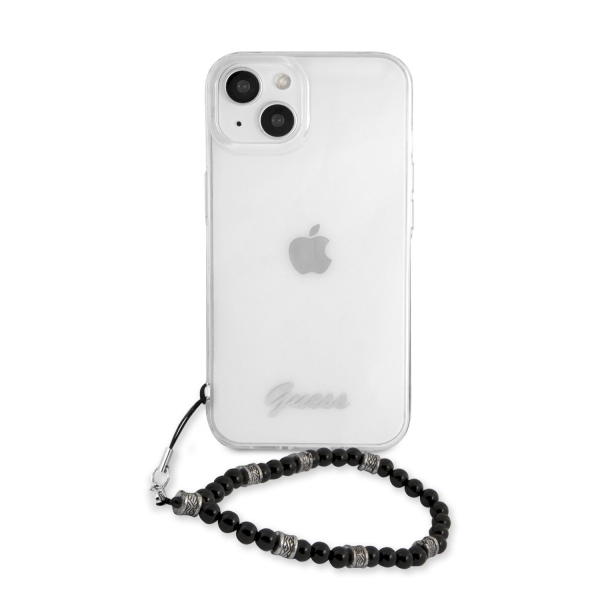 Обложка книги «GUHCP13SKPSBK Guess PC Script and Black Pearls Case for iPhone 13 Mini Transparent»