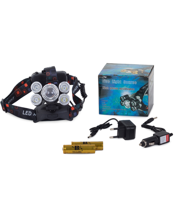 Налобный фонарь Goodbuy 5000T LED / IPX4 / дальность 400 м / 2 x 18650