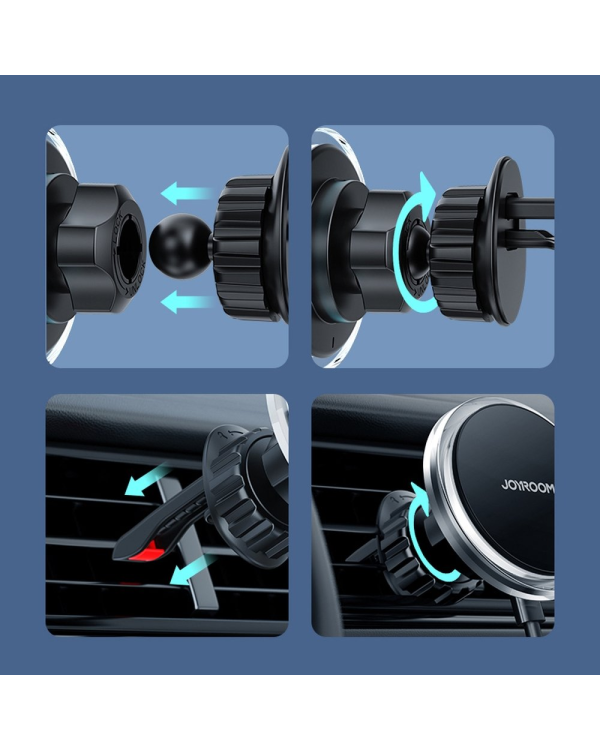 Автомобильный держатель Joyroom JR-ZS291 с беспроводной зарядкой / 15 Вт / MagSafe серебристого цвета