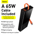 PowerBank Baseus 20000mAh, PD, 2xUSB + USB-C, USB-C cable, 65W