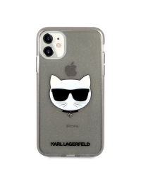 KLHCN61CHTUGLB Karl Lagerfeld Choupette Head Glitter Case for iPhone 11 Black