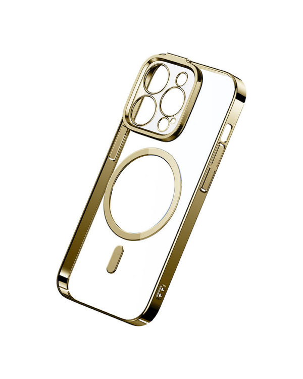 Baseus Glitter Magnetic Case for iPhone 14 Pro Max (Gold) + tempered glass + cleaning kit