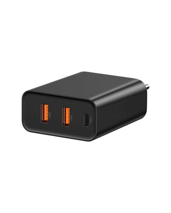 Baseus Speed CCFS-G01 Сетевое зарядное устройство 2 x USB / USB-C / 60W / 5A / Quick Charge 3.0 / Черное