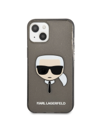 KLHCP13MKHTUGLB Karl Lagerfeld TPU Full Glitter Karl Head Case for iPhone 13 Black