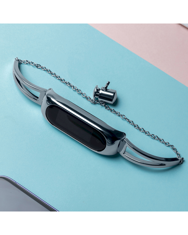 Fusion Metal Bracelet ремешок для часов Xiaomi Mi Band 3 / 4 / 5 / 6 серебряный