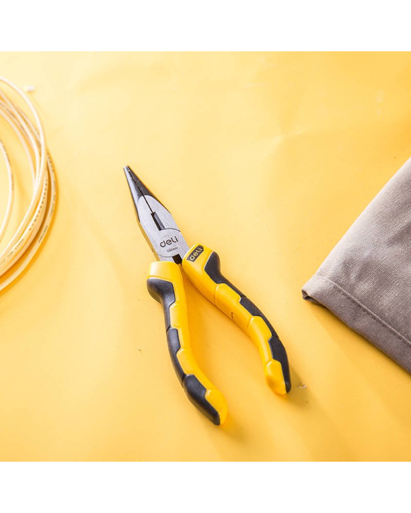 Длинногубцы 6" Deli Tools EDL2106 (желтый)