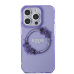 Guess PC|TPU Flowers Ring Glossy Logo MagSafe Чехол для iPhone 15 Pro фиолетовый