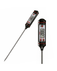 Electronic digital kitchen food thermometer probe for meat and wine black