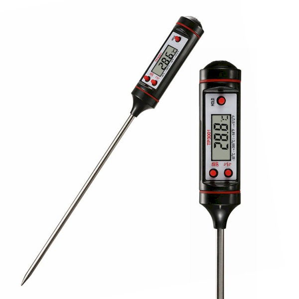 Electronic digital kitchen food thermometer probe for meat and wine black