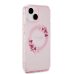 Guess PC|TPU Flowers Ring Glossy Logo MagSafe Чехол для iPhone 15 розовый