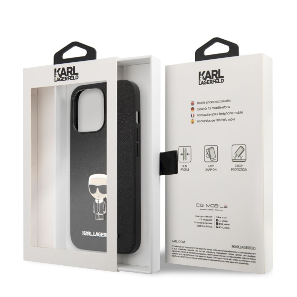 Обложка книги «KLHCP13XIKMSBK Karl Lagerfeld PU Saffiano Ikonik Cover for iPhone 13 Pro Max Black»