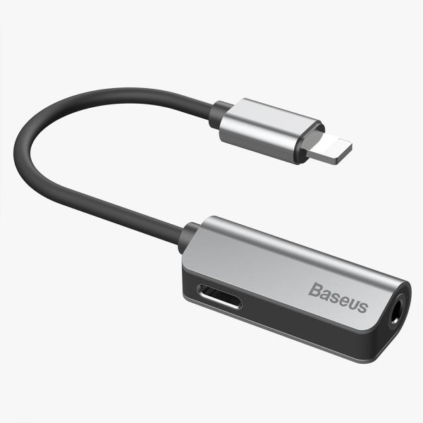 Baseus adapter L32 Lightning to Lightning - jack 3,5mm black-silver