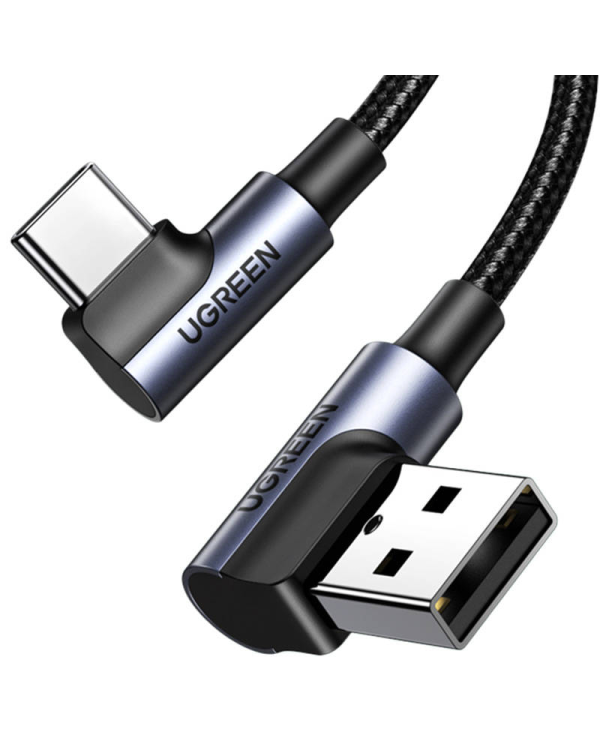 Угловой кабель USB-C - USB-A 2.0 UGREEN US176, 3A, 3 м (черный)