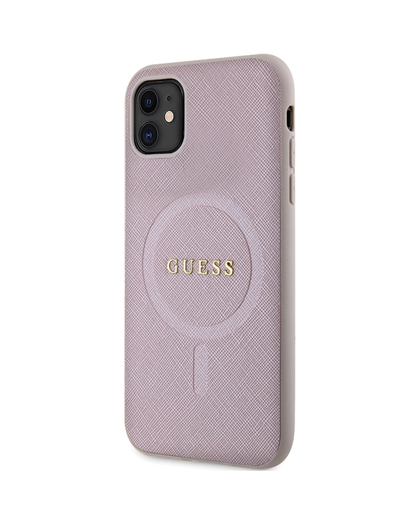 Guess GUHMN61PSAHMCP iPhone 11 | Xr 6.1" розовый жесткий чехол Saffiano MagSafe