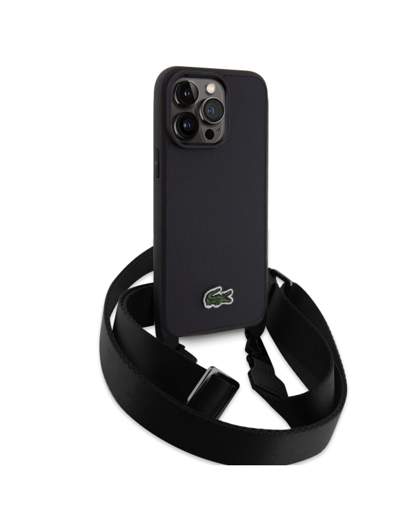 Lacoste Iconic Petit Pique Crossbody Woven Logo Чехол для iPhone 15 Pro Max черный