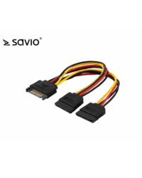 SAVIO Кабель питания SATA AK-17 | 18 см | 1x15 pin SATA (F) | 2x15 pin SATA (M)