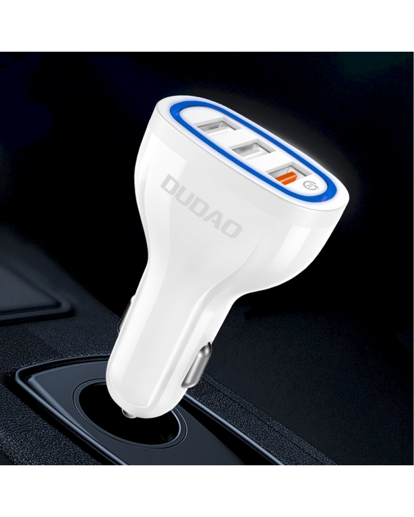 Dudao universal Car Charger 3x USB Quick Charge 3.0 QC3.0 2.4A 18W white (R7S white)