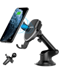 Choetech Qi Wireless Charger 10W Gravity Car Cockpit Holder Dashboard + Clip for Ventilation Grille Airflow + 1.2m Micro USB Cable Black (T536-S)