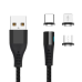 Обложка книги «Maxlife MXUC-02 magnetic cable USB - Lightning + USB-C + microUSB 1,0 m 2A black nylon»