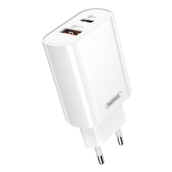 Remax USB / USB charger Type C 18W Power Delivery Quick Charge white (RP-U37 set white)