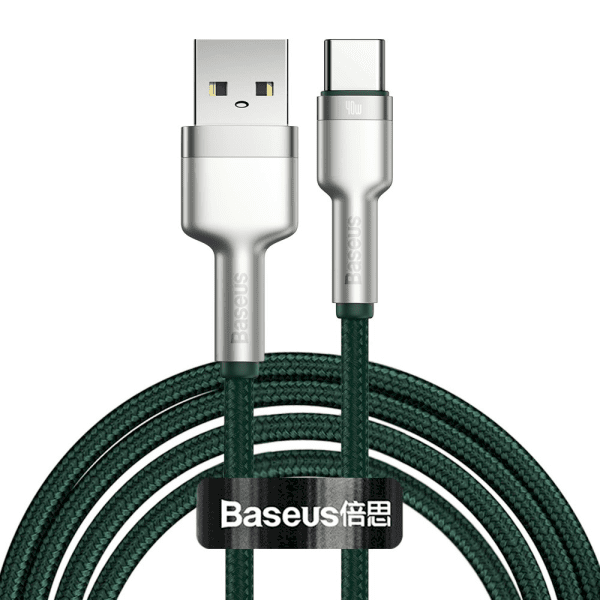 Baseus Cafule Series Metal Data USB - USB Typ C 40 W cable (10 V / 4 A) SCP (Huawei SuperCharge Protocol) 2 m green (CATJK-B06)
