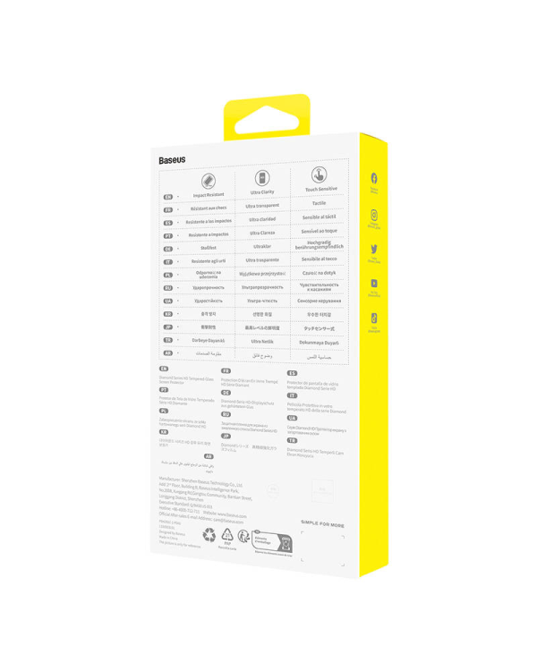 Tempered Glass screen protector  Baseus OS Diamond Series HD for Iphone 13|13 Pro|14(Clear)