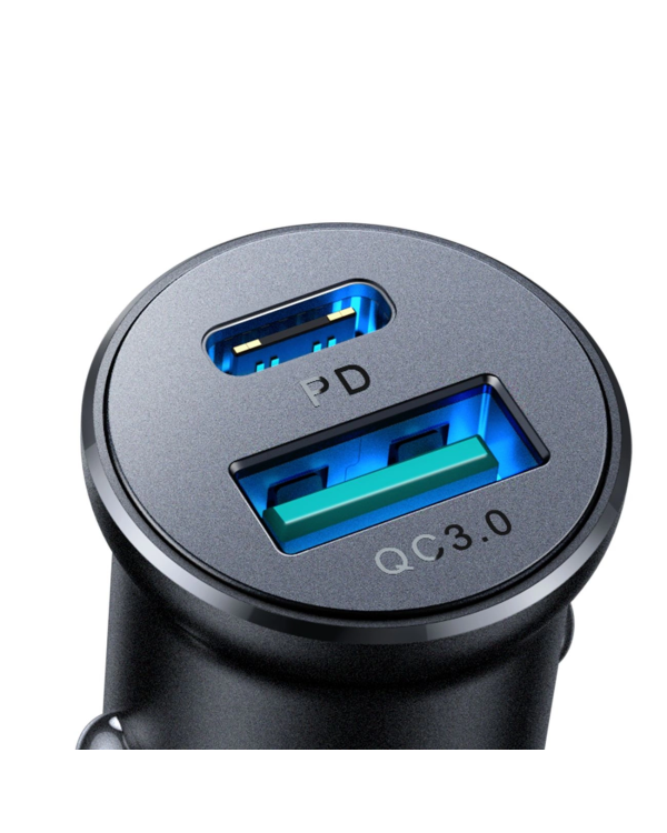 Joyroom JR-CCN05 30W USB-A USB-C mini car charger - black