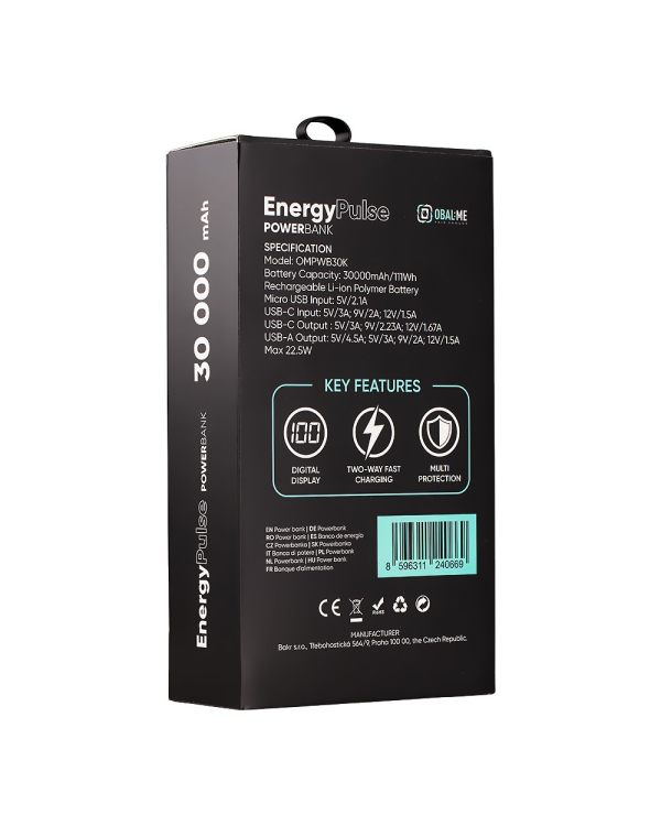 Дополнительное изображение книги «OBAL:ME EnergyPulse Powerbank 30000mAh 22.5W Black»