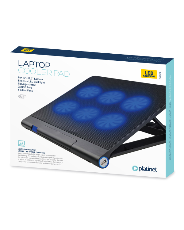 Охлаждающая подставка Platinet PLCP6FB для ноутбуков 17'' черная