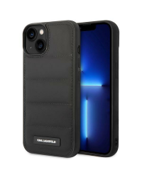 Karl Lagerfeld Quilted Puffy Metal Logo Case for iPhone 14 Black