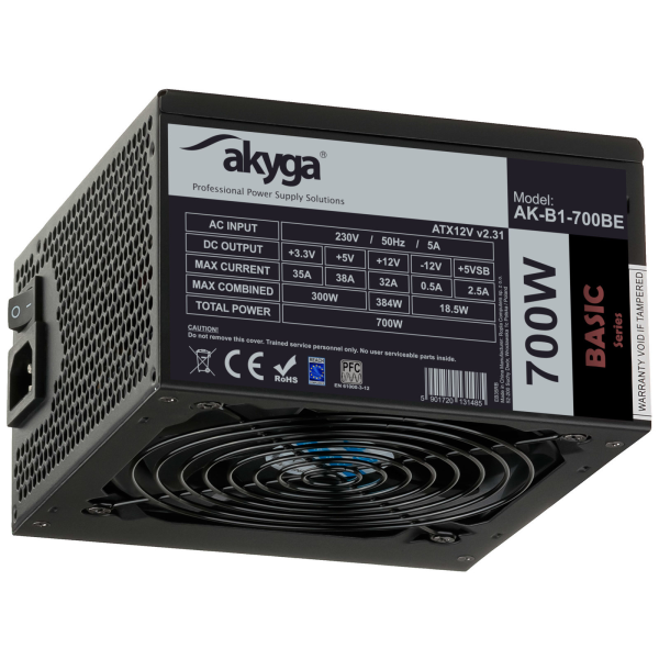 Блок питания ATX 700W Akyga AK-B1-700BE BLACK EDITION P4+4 PCI-E 6 pin i 6+2 pin 5x SATA PPFC FAN Блок питания ATX 700W Akyga AK-B1-700BE BLACK EDITION P4+4 PCI-E 6 pin i 6+2 pin 5x SATA PPFC FAN