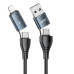 REMAX Wanen 4in1 multifunction fast charging cable USB Type C / USB - USB Type C / Lithtning Quick Charge Power Delivery 2.4 A 1,2 m black (RC-164)