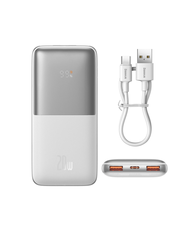 Powerbank Baseus Bipow Pro 10000mAh, 2xUSB, USB-C, 20W (white)