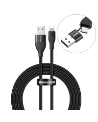 Baseus nylon braided cable USB / USB Typ C PD 18W - Lightning 2A 1m black (CATLYW-G01)