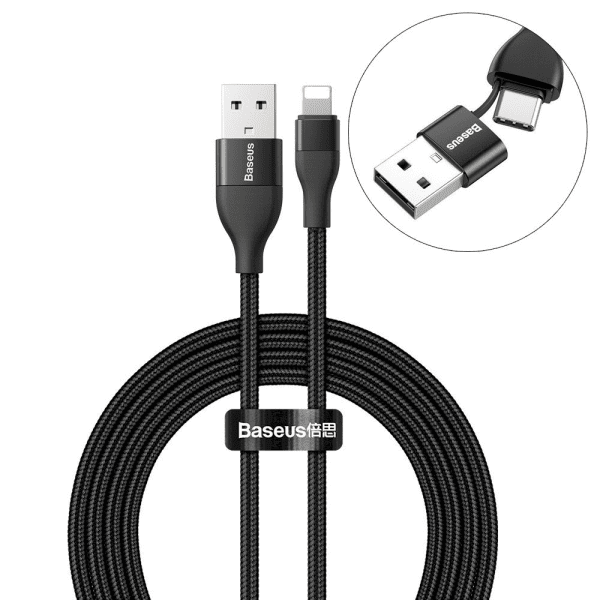 Обложка книги «Baseus nylon braided cable USB / USB Typ C PD 18W - Lightning 2A 1m black (CATLYW-G01)»