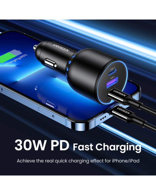 Автомобильное зарядное устройство Ugreen CD293 2x USB-C PD и 1x USB-A 130 Вт - черный